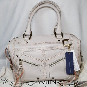 Rebecca Minkoff MAB Mini Leather Satchel Handbag Loveletter  Antique White